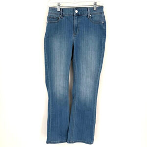 White House Black Market Kick Flare Jeans Womens 0 High Rise Blue Stretch Denim